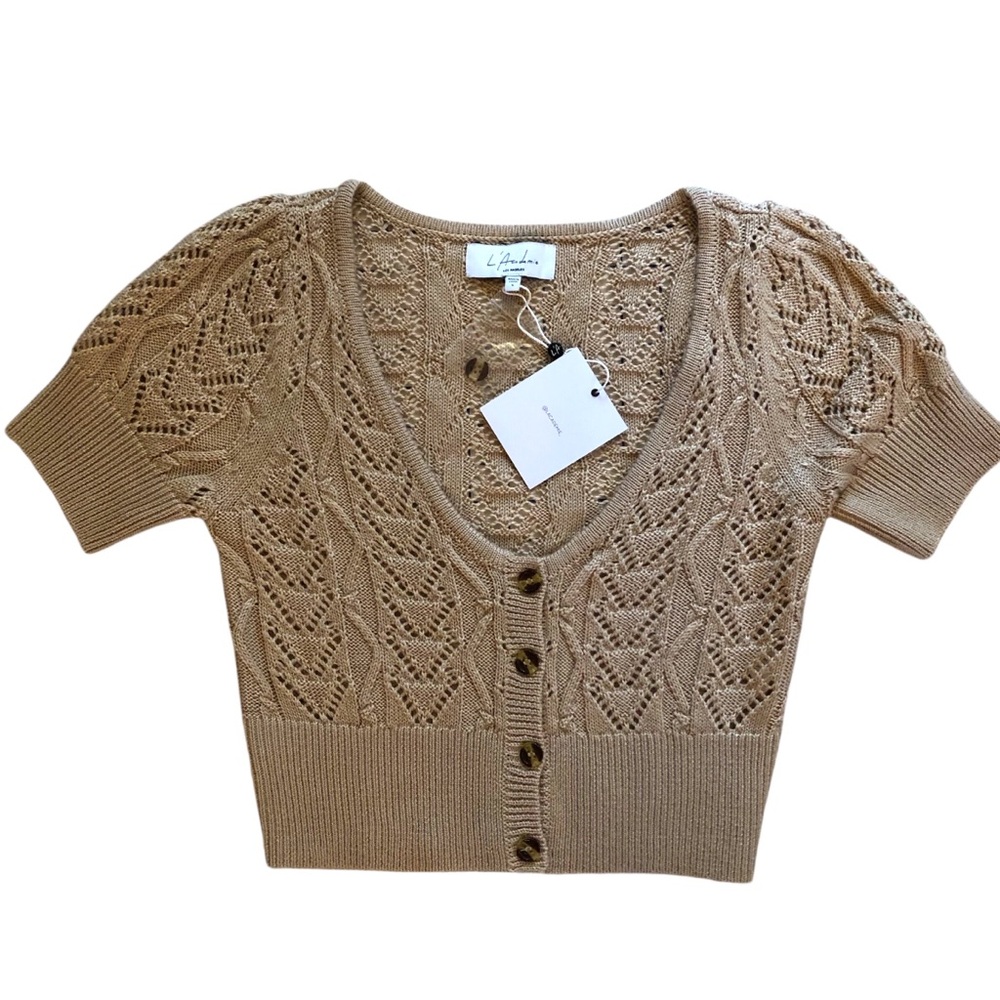 NWT L’Academie Crochet Cropped Cardigan